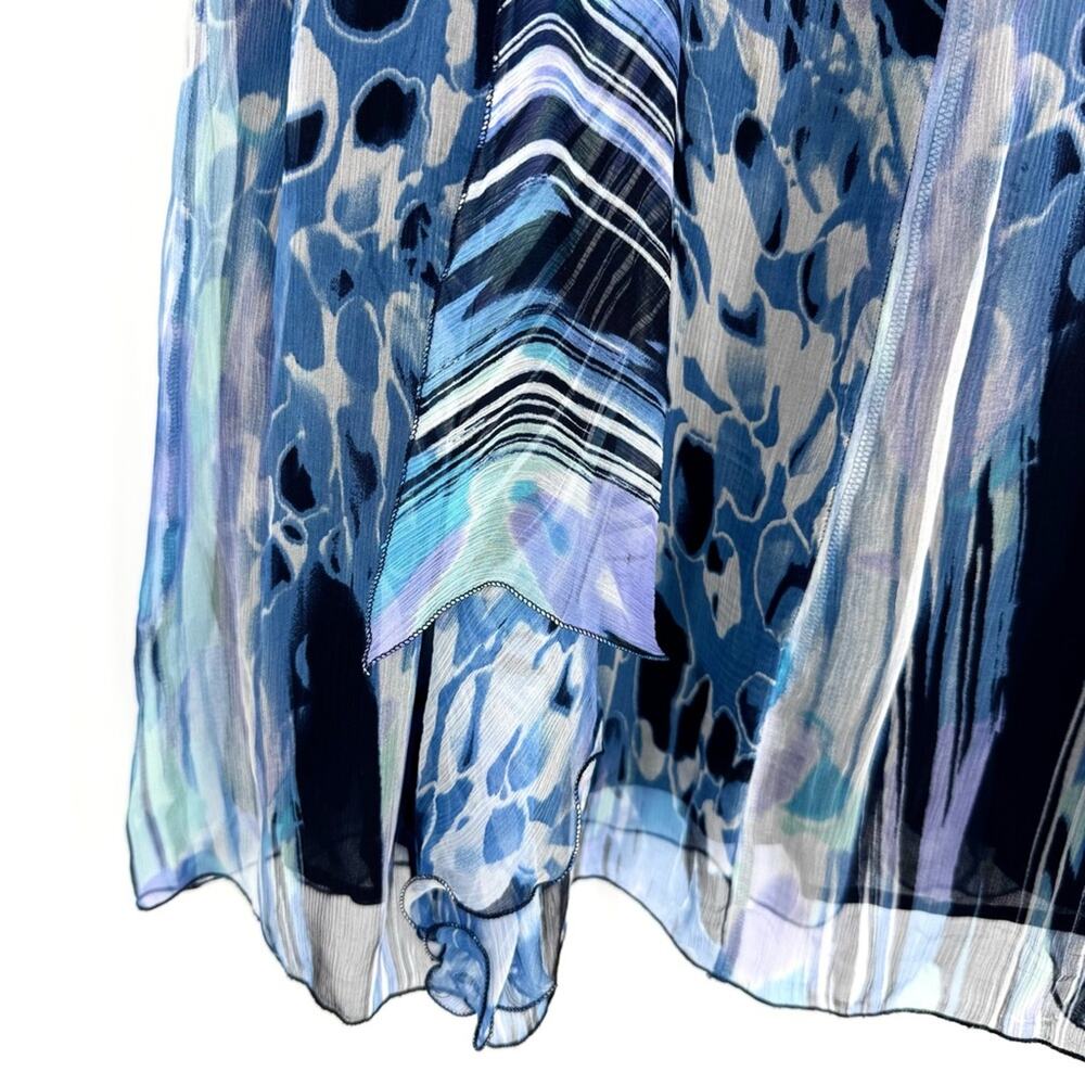 Claudia Gil‎ Blue Patterned Faux Wrap Sleeveless Dress with Jacket Silk Size 6 - Picture 6 of 14